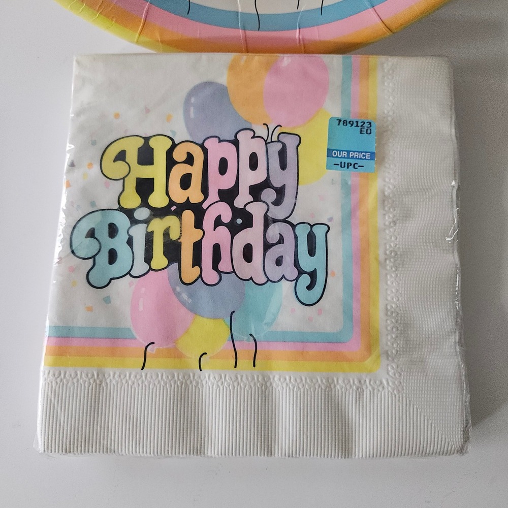 Vtg C A Reed Happy Birthday Plates and Napkins - NEW‎ SEALED - 9in - Picture 3 of 6